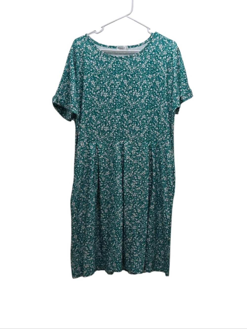 NEW Green Floral Babydoll Dress Cottagecore Casual Mini Dress Pockets Size XXL